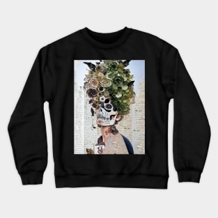 Collage Skull Woman Flowers Crewneck Sweatshirt